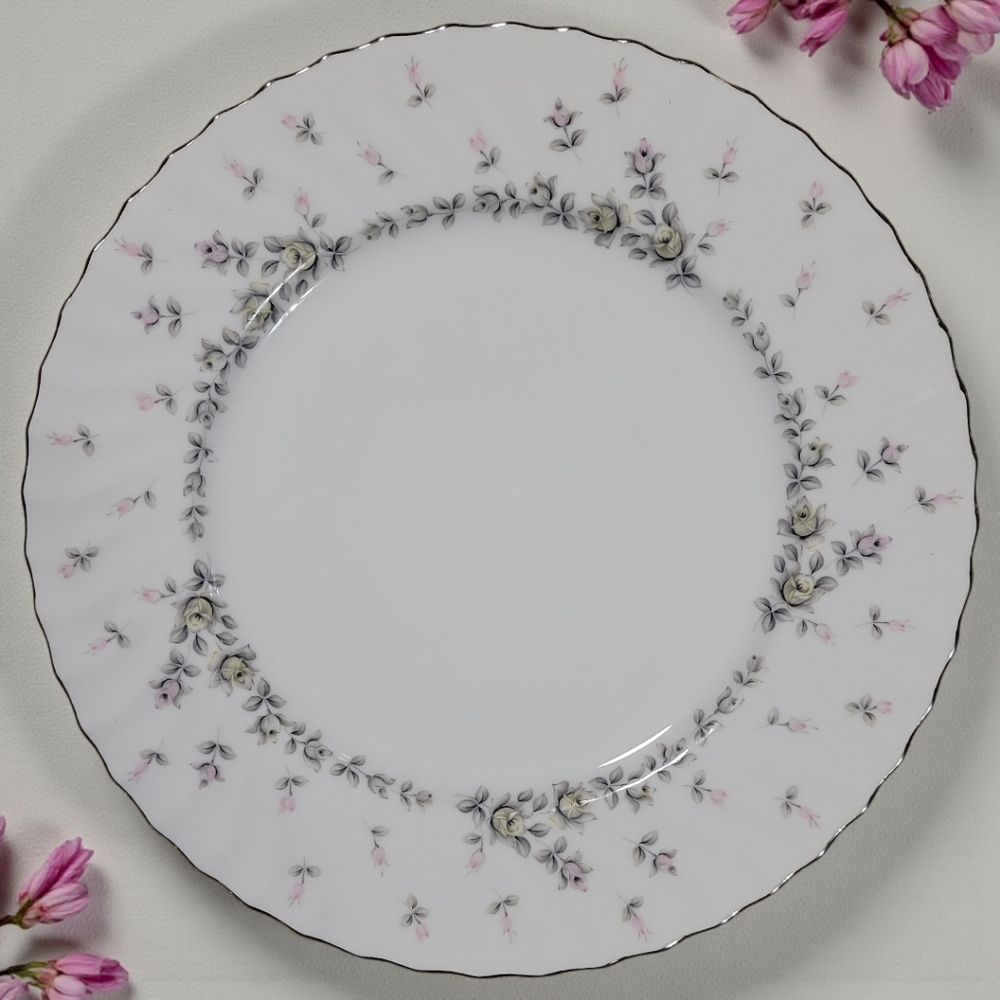 Vtg Picardy (Platinum) by Style House Dinner Plate Floral Fine China
